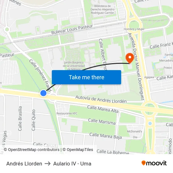 Andrés Llorden to Aulario IV - Uma map