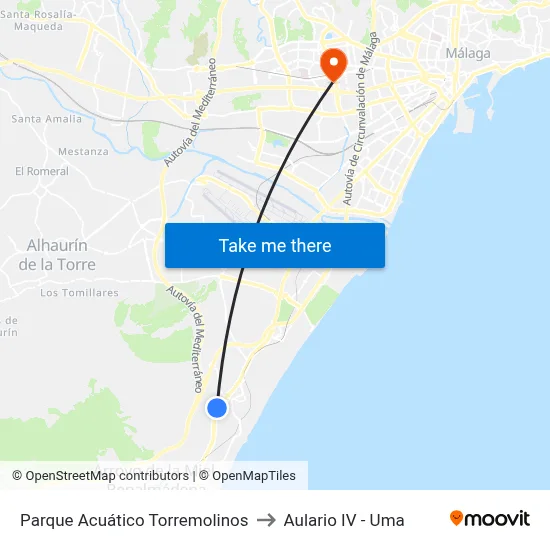 Parque Acuático Torremolinos to Aulario IV - Uma map