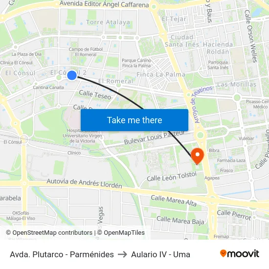 Avda. Plutarco - Parménides to Aulario IV - Uma map