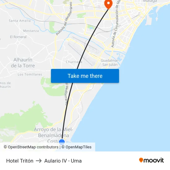 Hotel Tritón to Aulario IV - Uma map
