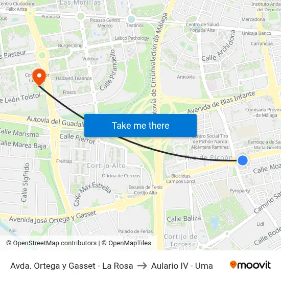 Avda. Ortega y Gasset - La Rosa to Aulario IV - Uma map