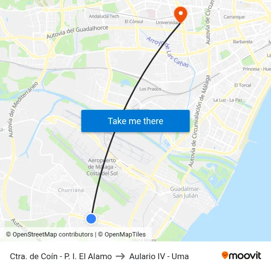 Ctra. de Coín - P. I. El Alamo to Aulario IV - Uma map