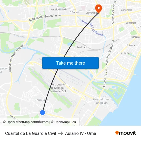 Cuartel de La Guardia Civil to Aulario IV - Uma map