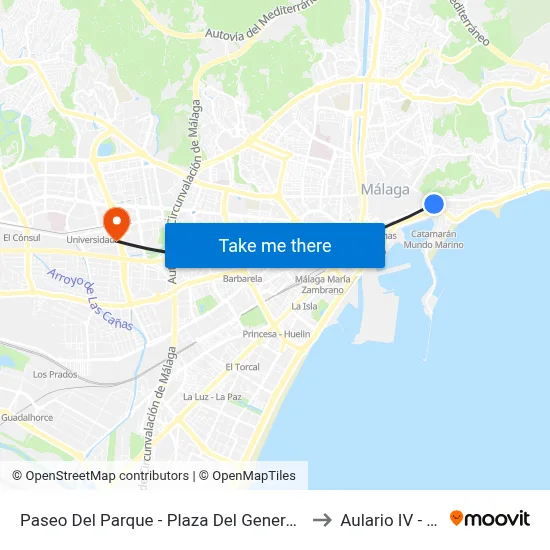 Paseo Del Parque - Plaza Del General Torrijos to Aulario IV - Uma map