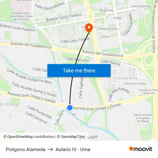 Poligono Alameda to Aulario IV - Uma map