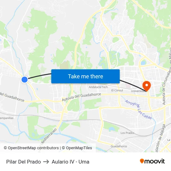 Pilar Del Prado to Aulario IV - Uma map