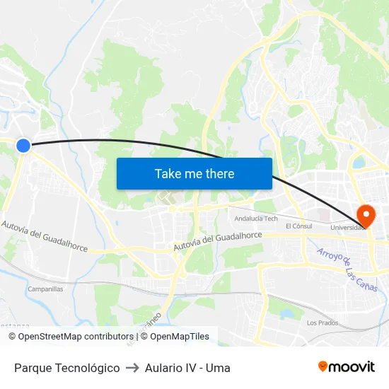 Parque Tecnológico to Aulario IV - Uma map