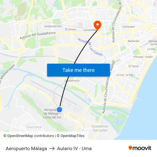 Aeropuerto Málaga to Aulario IV - Uma map