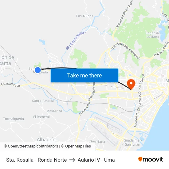 Sta. Rosalía - Ronda Norte to Aulario IV - Uma map