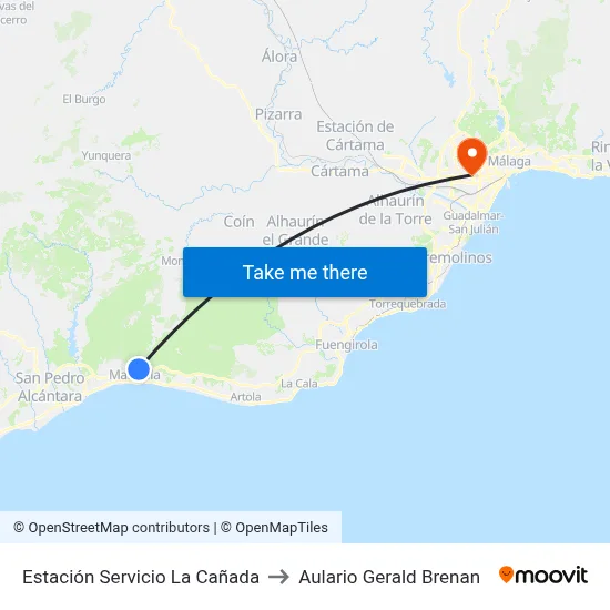 Estación Servicio La Cañada to Aulario Gerald Brenan map