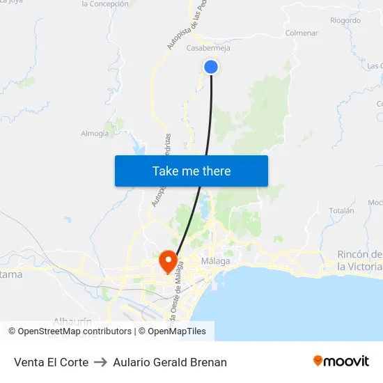 Venta El Corte to Aulario Gerald Brenan map