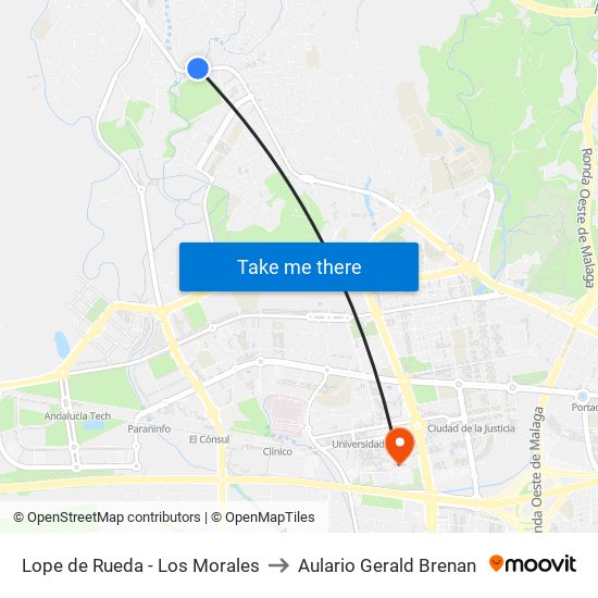 Lope de Rueda - Los Morales to Aulario Gerald Brenan map