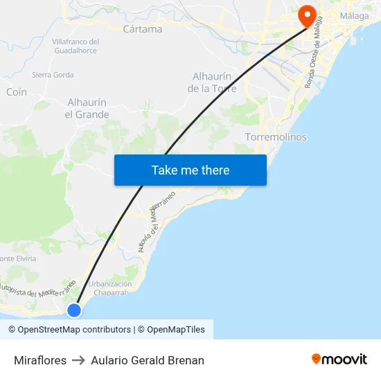 Miraflores to Aulario Gerald Brenan map