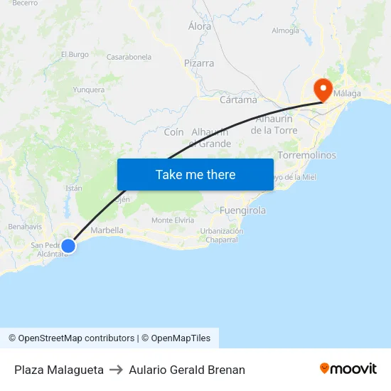 Plaza Malagueta to Aulario Gerald Brenan map