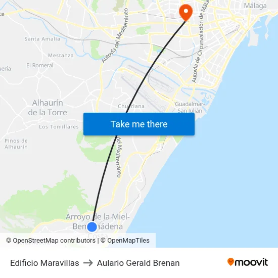 Edificio Maravillas to Aulario Gerald Brenan map