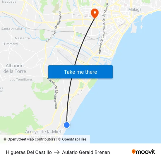 Higueras Del Castillo to Aulario Gerald Brenan map