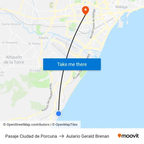 Pasaje Ciudad de Porcuna to Aulario Gerald Brenan map