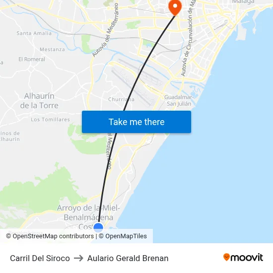 Carril Del Siroco to Aulario Gerald Brenan map