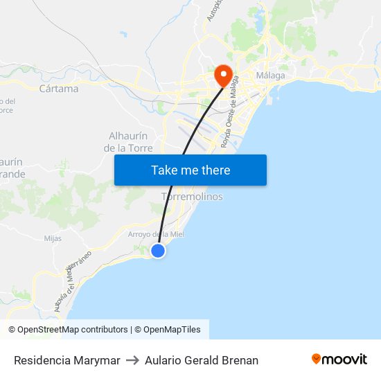 Residencia Marymar to Aulario Gerald Brenan map