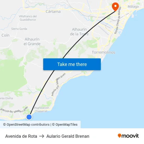 Avenida de Rota to Aulario Gerald Brenan map