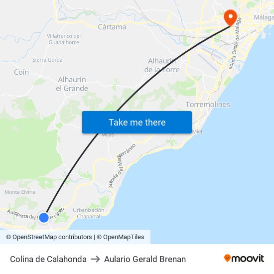 Colina de Calahonda to Aulario Gerald Brenan map