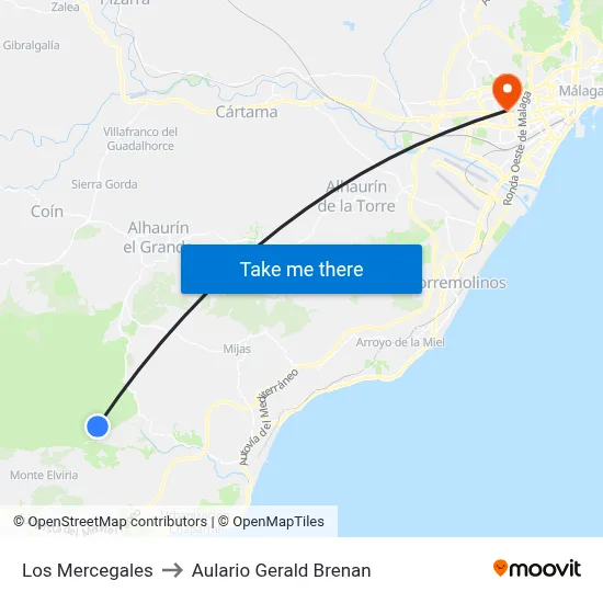 Los Mercegales to Aulario Gerald Brenan map