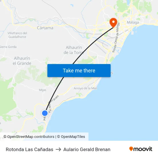 Rotonda Las Cañadas to Aulario Gerald Brenan map