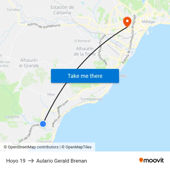 Hoyo 19 to Aulario Gerald Brenan map