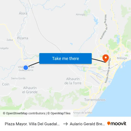 Plaza Mayor. Villa Del Guadalhorce to Aulario Gerald Brenan map