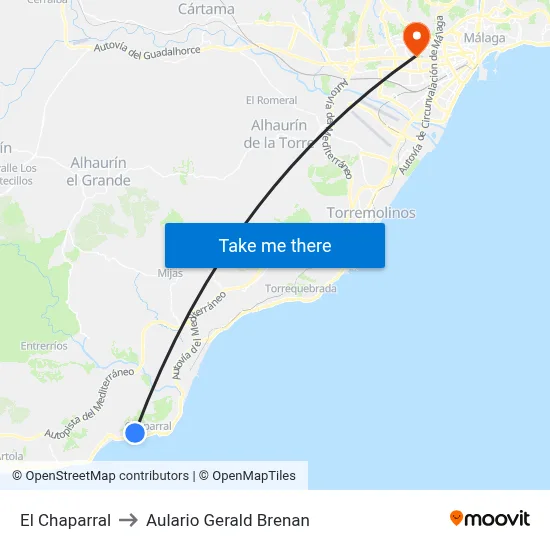 El Chaparral to Aulario Gerald Brenan map