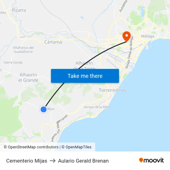 Cementerio Mijas to Aulario Gerald Brenan map