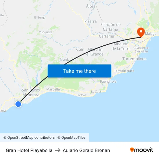 Gran Hotel Playabella to Aulario Gerald Brenan map