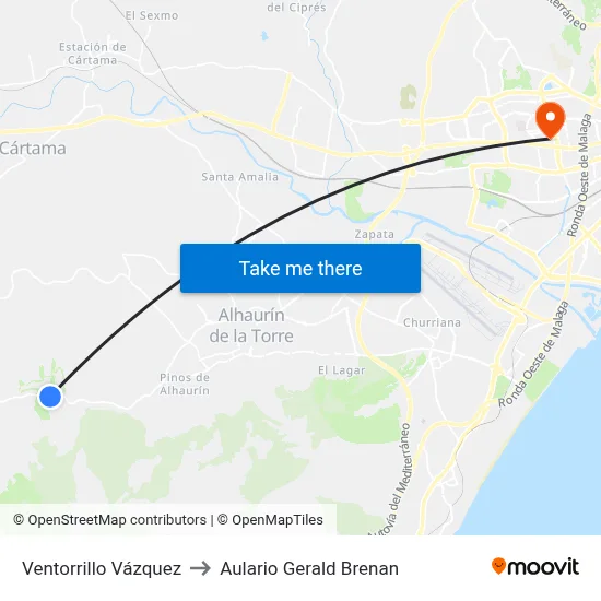 Ventorrillo Vázquez to Aulario Gerald Brenan map