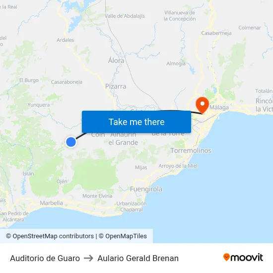 Auditorio de Guaro to Aulario Gerald Brenan map