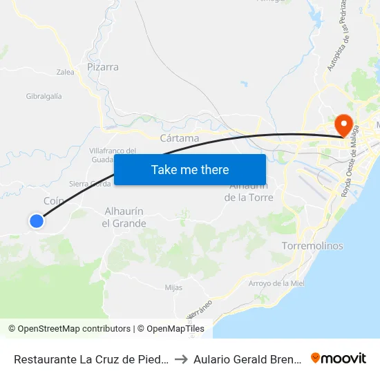 Restaurante La Cruz de Piedra to Aulario Gerald Brenan map