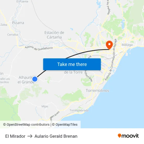 El Mirador to Aulario Gerald Brenan map