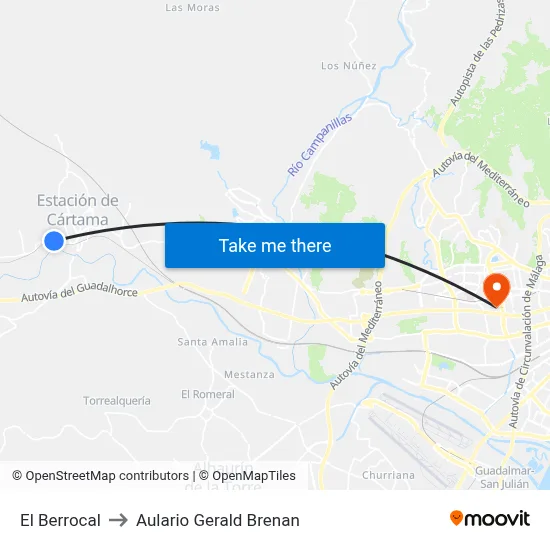 El Berrocal to Aulario Gerald Brenan map