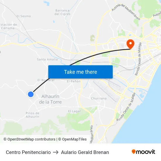 Centro Penitenciario to Aulario Gerald Brenan map