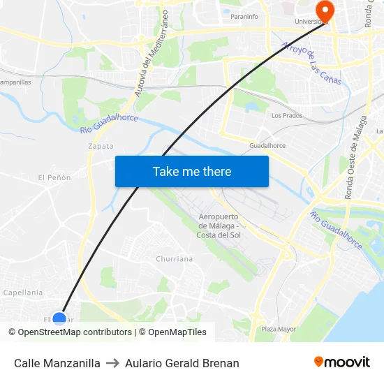 Calle Manzanilla to Aulario Gerald Brenan map