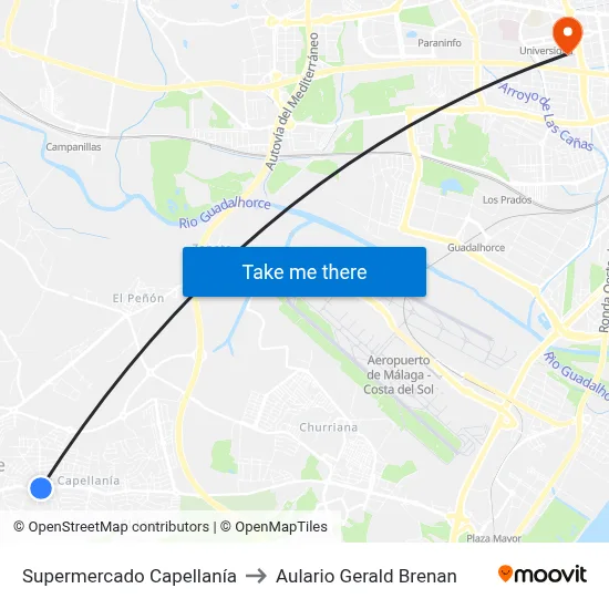 Supermercado Capellanía to Aulario Gerald Brenan map