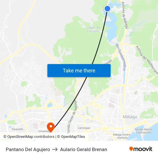 Pantano Del Agujero to Aulario Gerald Brenan map