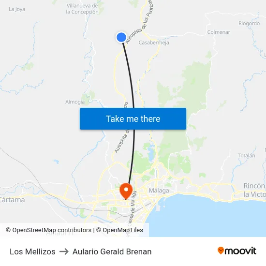 Los Mellizos to Aulario Gerald Brenan map