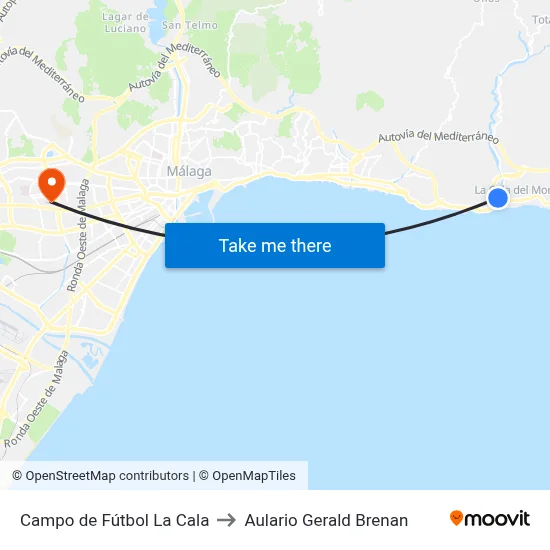 Campo de Fútbol La Cala to Aulario Gerald Brenan map