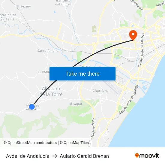 Avda. de Andalucía to Aulario Gerald Brenan map