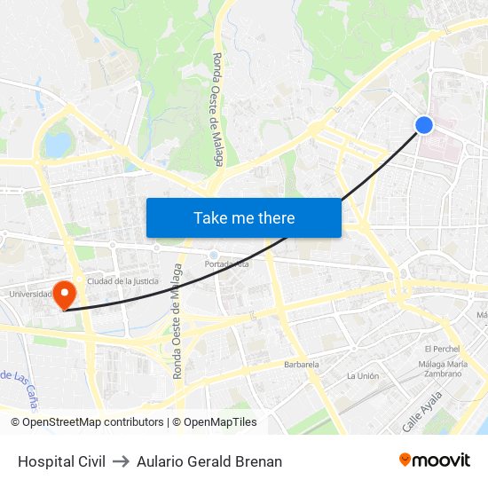 Hospital Civil to Aulario Gerald Brenan map