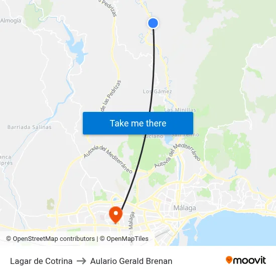 Lagar de Cotrina to Aulario Gerald Brenan map
