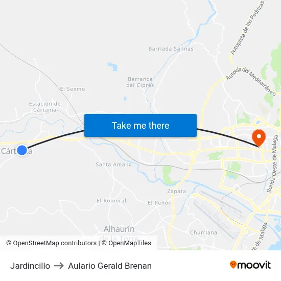 Jardincillo to Aulario Gerald Brenan map