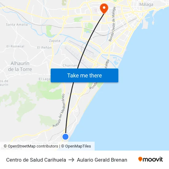 Centro de Salud Carihuela to Aulario Gerald Brenan map