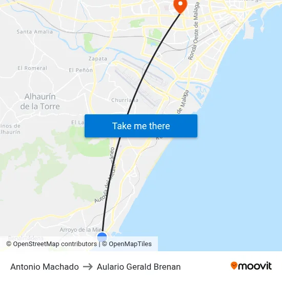 Antonio Machado to Aulario Gerald Brenan map