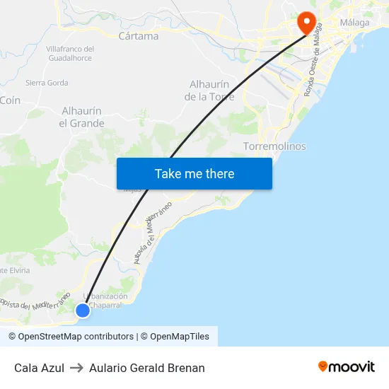 Cala Azul to Aulario Gerald Brenan map